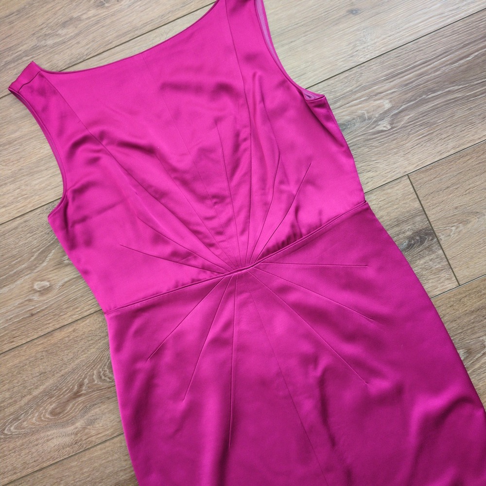 Banana Republic Pink Sheath Shift Dress‎ Magenta Wool Blend Sunburst Silky 12